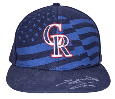 2015 Nolan Arenado Game Used & Signed Colorado Rockies 4th of July Cap (MLB Authenticated & JSA)
